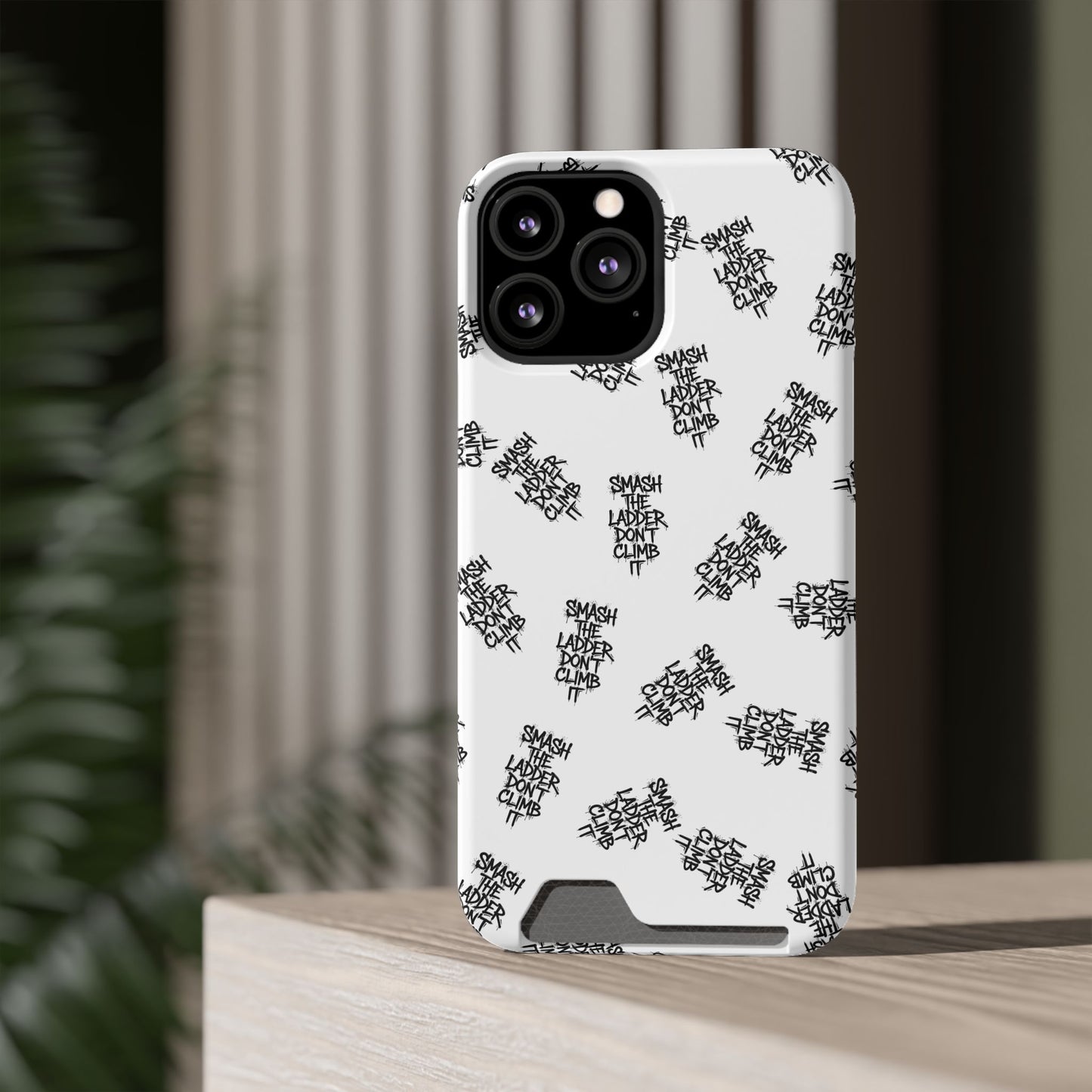 SMASH THE LADDER BLACK PATTERN Variant - Phone Case with Card Holder